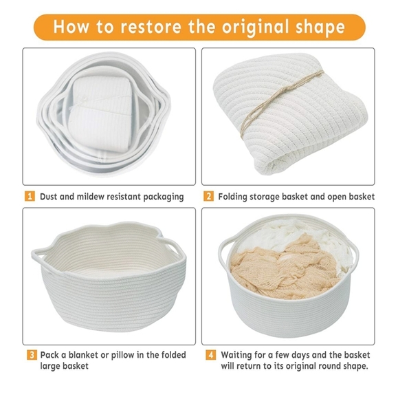 🌟Best Seller🌟5 Woven Baskets Cotton Rope Bin - Picture 3 of 5